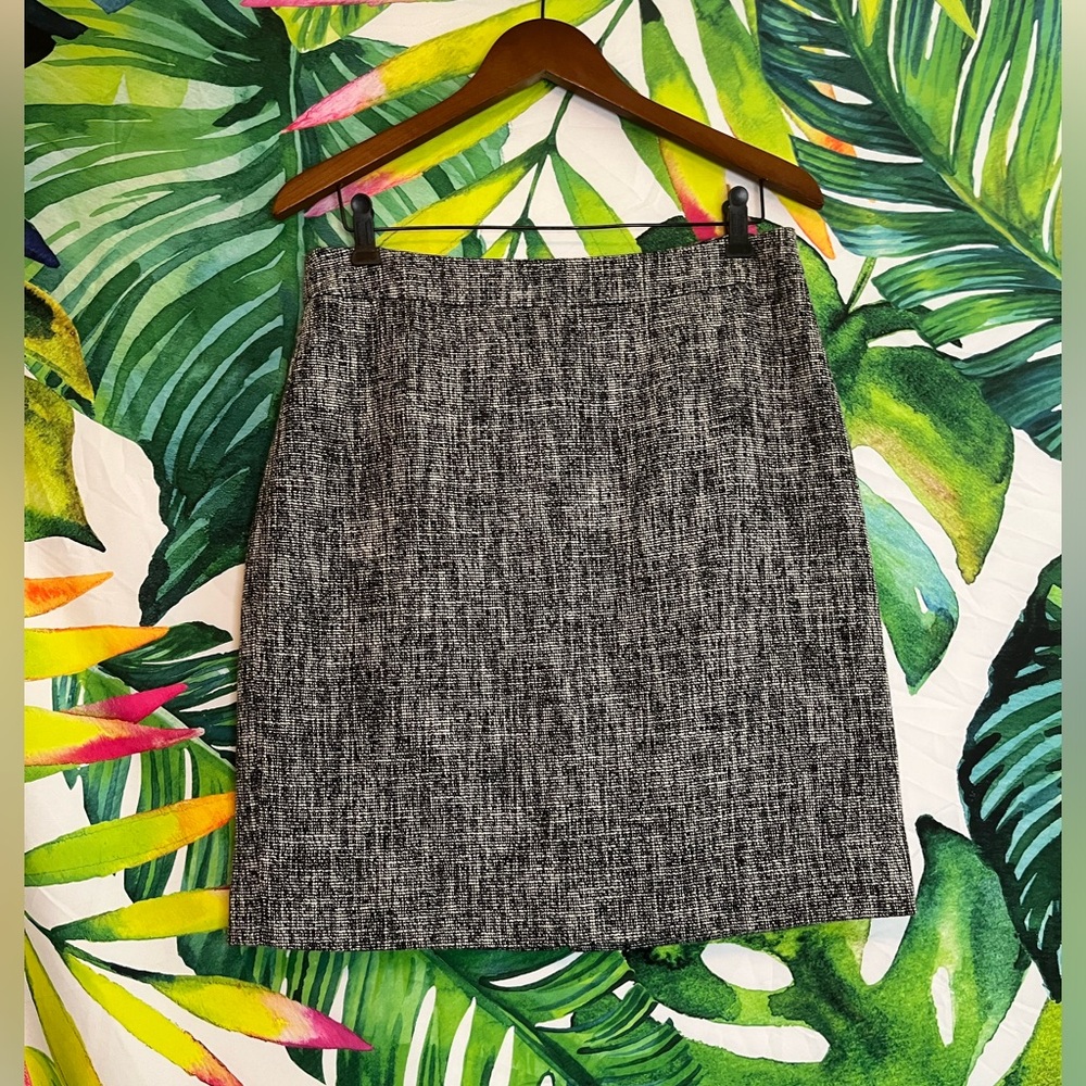 Kate Spade 10 Black White Speckled Preppy Teacher Office City Summer Fall Skirt